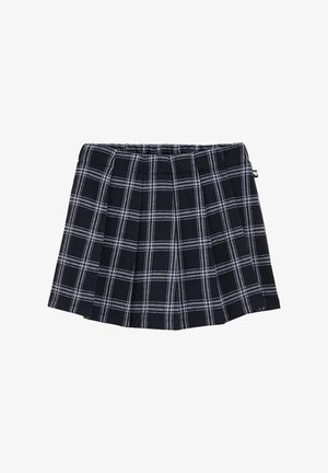 Gonna a quadri nera con motivo check bianco, design plissettato e vita elastica per un comfort ottimale.