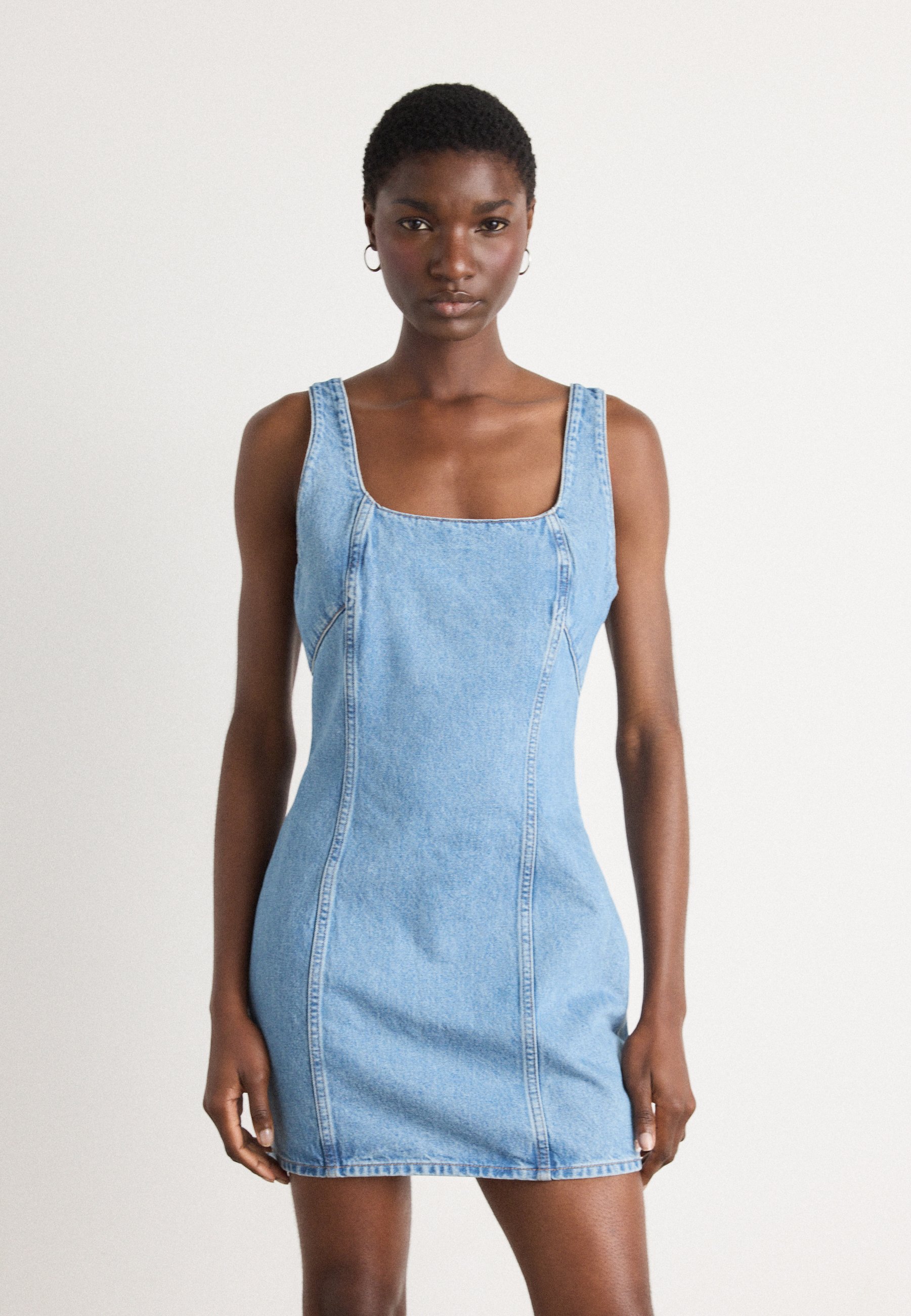 Calvin Klein Jeans SCOOP NECK DRESS - Denim dress - evening blue/white -  Zalando.ie