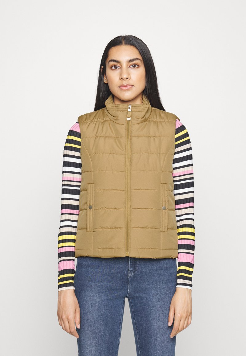 Vero Moda Petite VMSIMONE SHORT WAISTCOAT - Colete - tigers eye