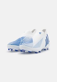 adidas Performance PREDATOR EDGE.3 LACELESS FG - Botas de futebol com pitões - footwear white/hi-res blue
