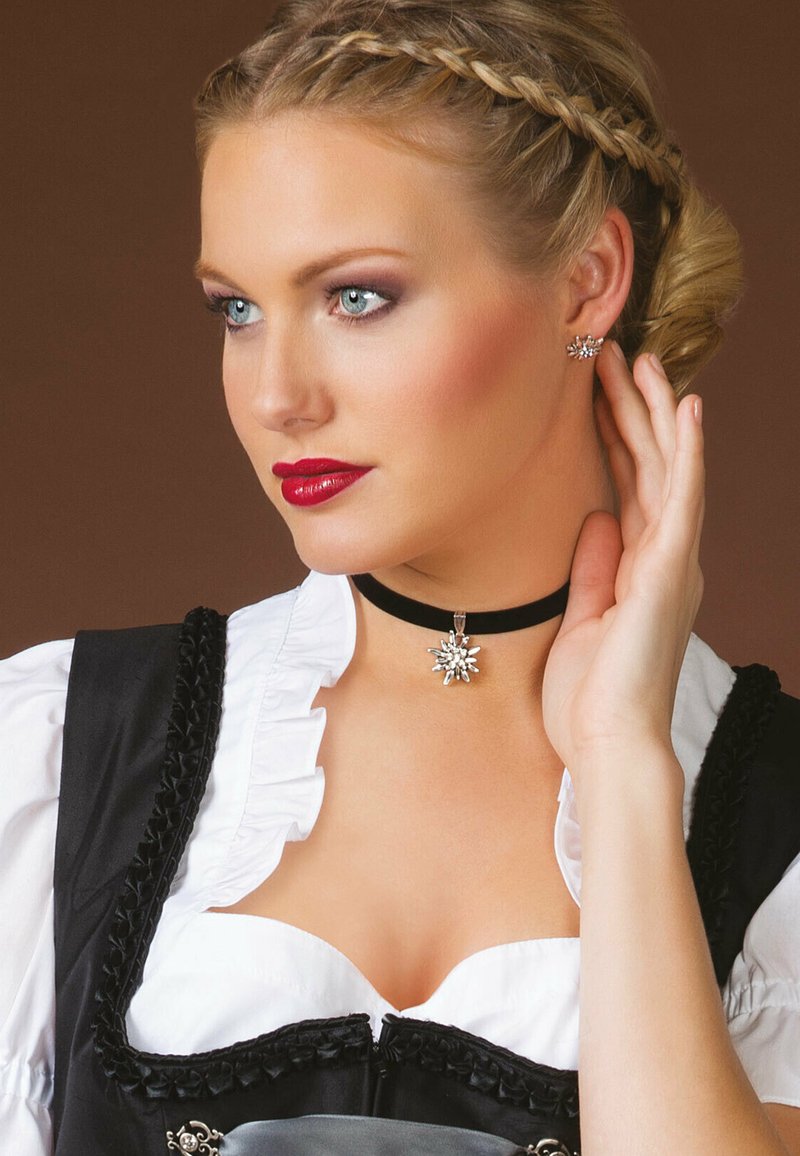 Alpenflüstern Bracciale Donna Con Stella Alpina E Strass - 3 File Di Perle, Regolabile, Oktoberfest