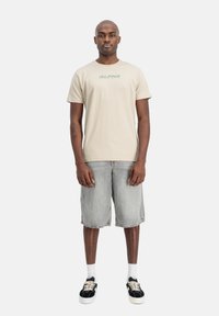 Alpha Industries BACK PRINT RUBBER  - Tričko s potlačou - organic beige