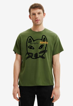 OVERSIZE CAT - Print T-shirt - green
