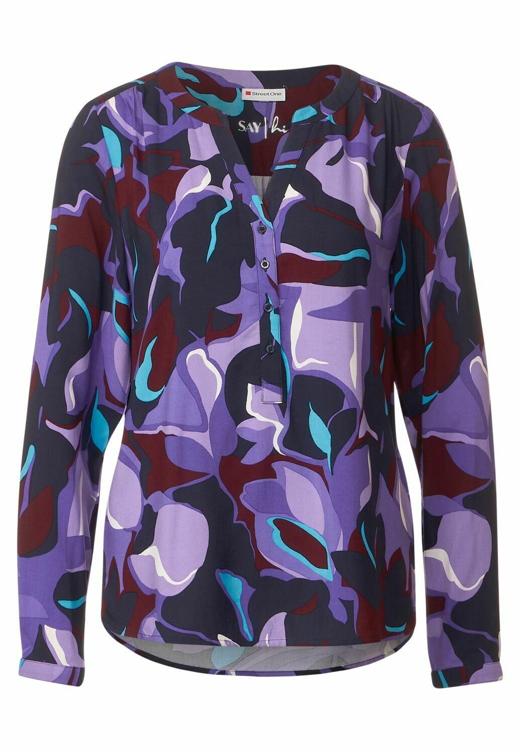 Maglietta Donna Street One Con Taglio Camicetta E Bottoni - Jersey Elegante Per Tutti I Giorni, Maniche Lunghe