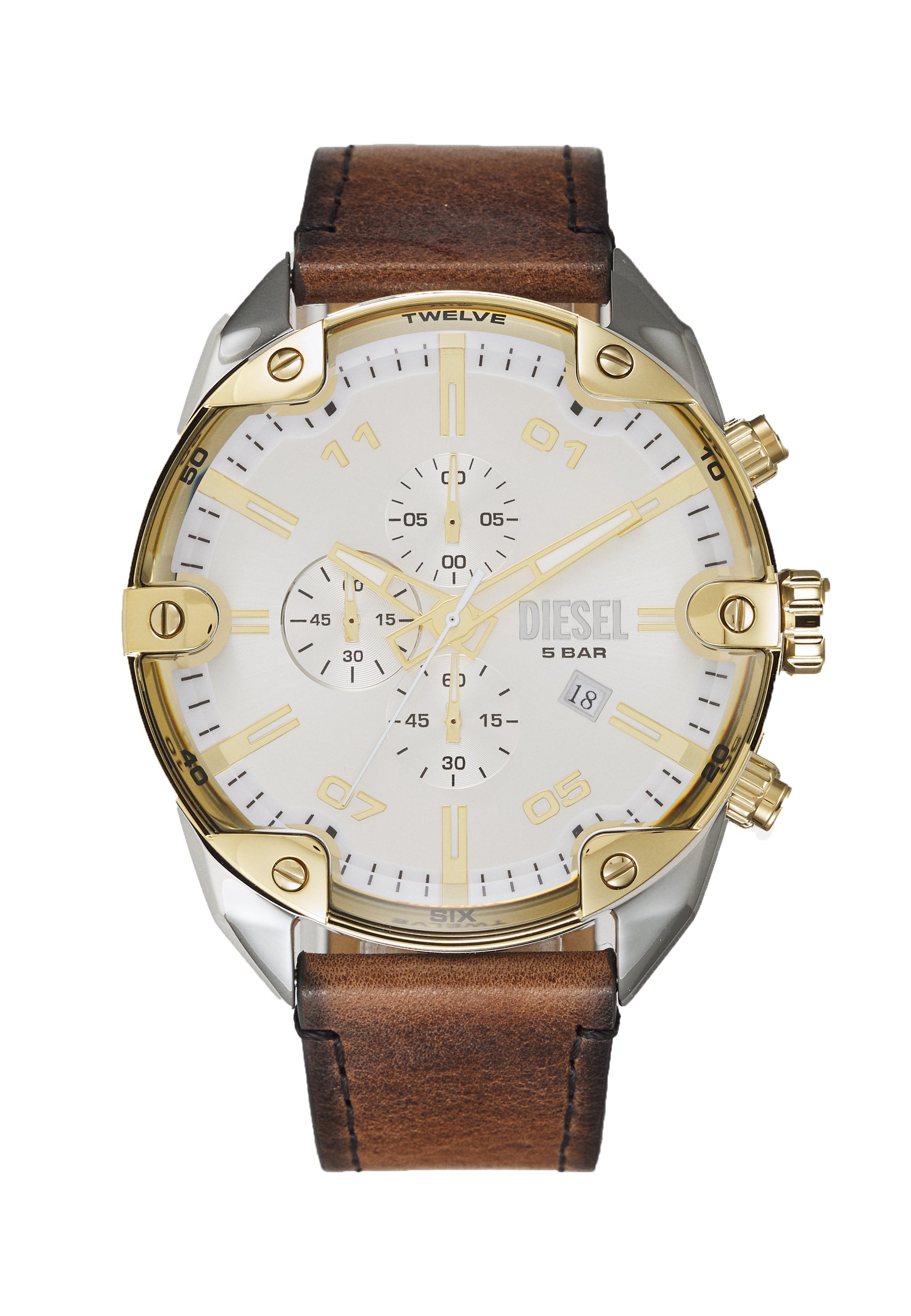 Diesel Orologio Uomo Spiked – Cronografo Al Quarzo, Cassa 49 Mm, Cinturino In Acciaio Inox Dorato, Impermeabile 5 ATM - 4