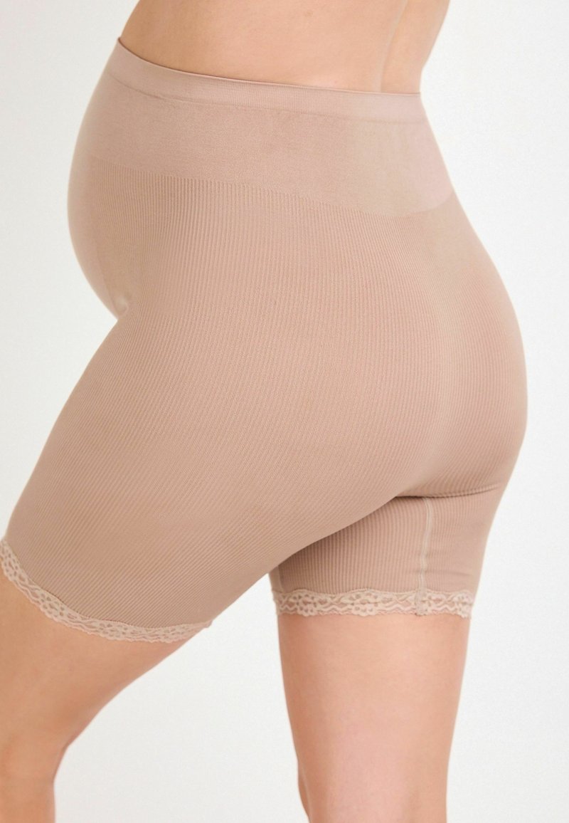 Next - SEAMFREE LACE TRIM MATERNITY SHORTS - Kelnaitės - beige, Padidinti