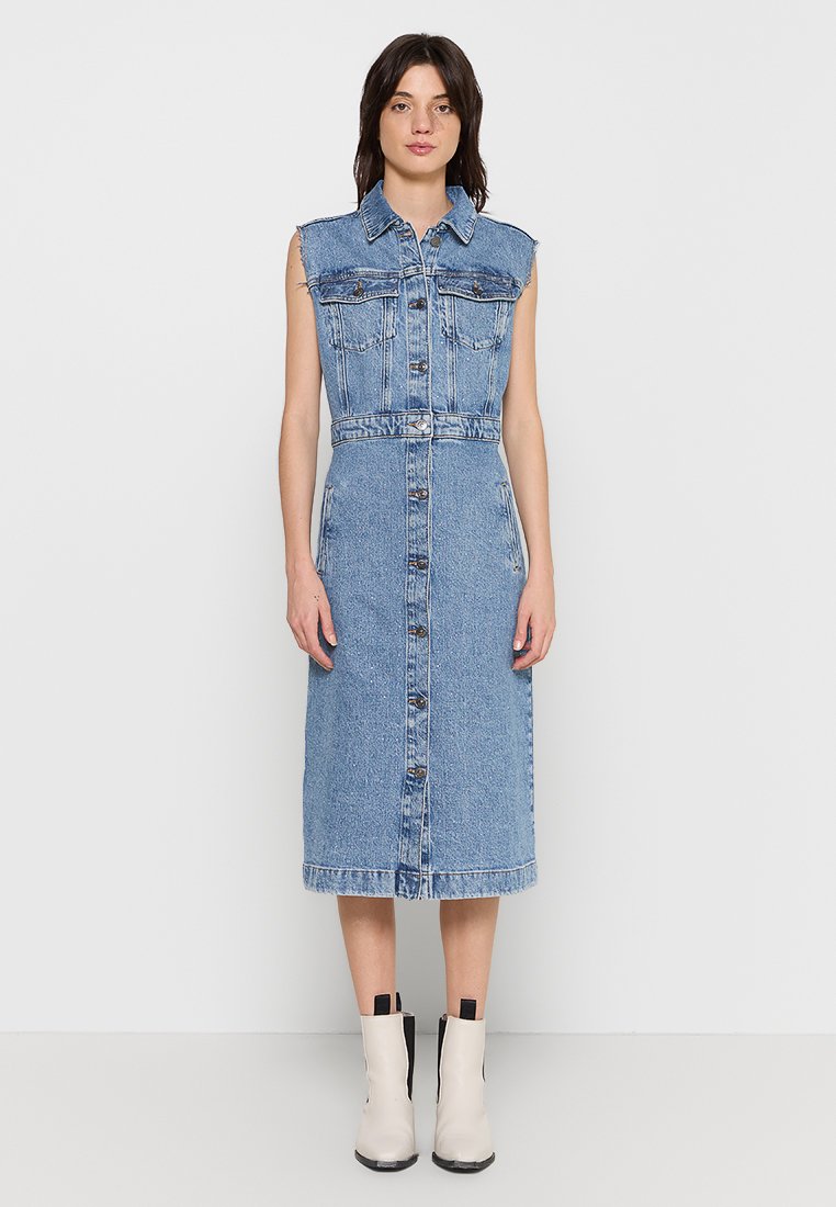 7 For All Mankind Jeansjurken blauw 7 For All Mankind Jeansjurken blauw