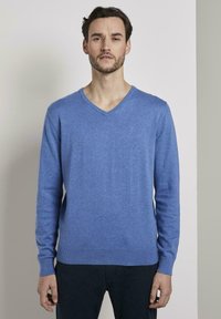 TOM TAILOR V NECK  - Pulóver - mid blue melange