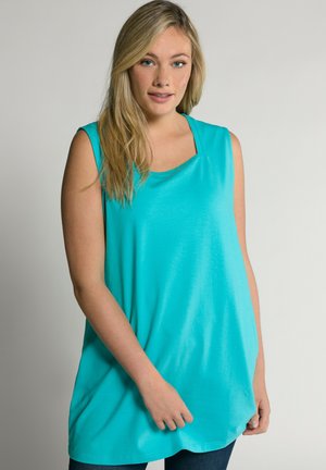 Ulla Popken LONG  CARREE-AUSSCHNITT ÄRMELLOS - Top - tiefes aqua