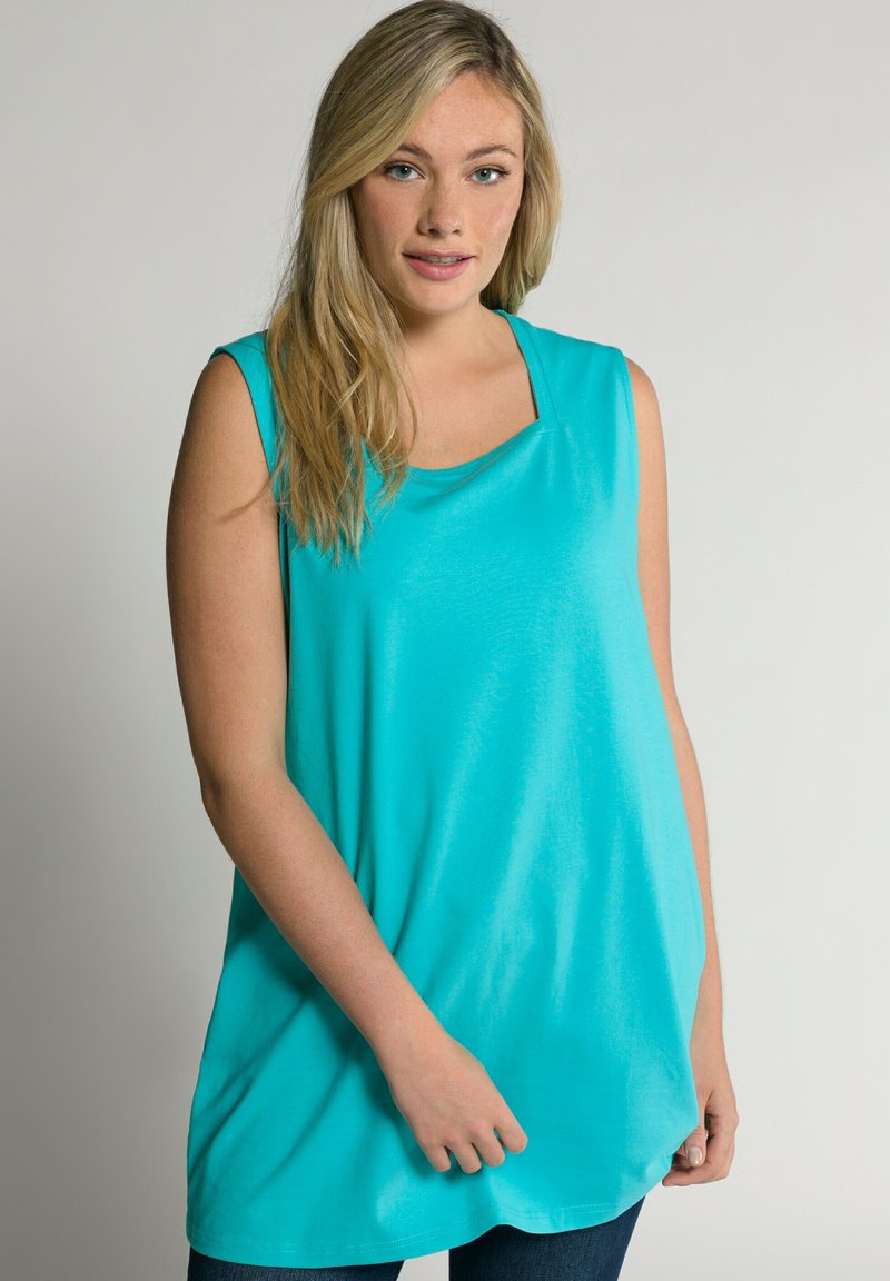 Ulla Popken LONG CARREE-AUSSCHNITT ÄRMELLOS - Top - tiefes aqua