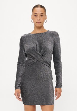 ONLRICH GLITTER TWIST DRESS  - Jerseykleid - black/silver-coloured