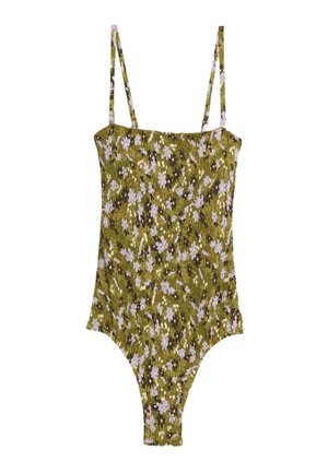 Marks & Spencer, FLORAL SHIRRED BANDEAU - Jednodílné plavky - green mix