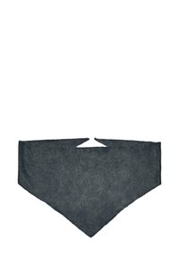 Dark gray triangular scarf made of soft, textured fabric with pointed ends. The scarf features a simple, minimalist design.