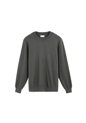 Felpa grigia con maniche lunghe, girocollo e polsini e orlo a costine. Realizzata in un tessuto morbido e strutturato.