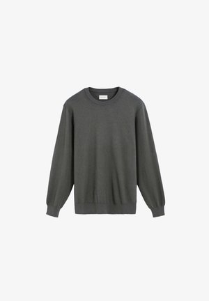 Felpa grigia con maniche lunghe, girocollo e polsini e orlo a costine. Realizzata in un tessuto morbido e strutturato.