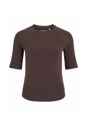 Rouge Edit, SHORT SLEEVED TOP ROUND NECK - Základné tričko - seal brown