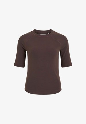 Rouge Edit, SHORT SLEEVED TOP ROUND NECK - Základné tričko - seal brown