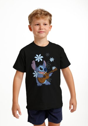 Henry Tiger, LILO & STITCH STITCH FLOWERS - T-shirt con stampa - black