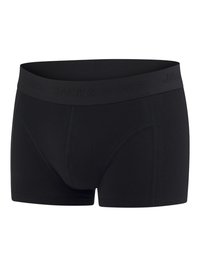 Bóxer negro con un diseño de color sólido, con una cinturilla negra texturizada y ajustada. Fabricado en material suave y elástico.