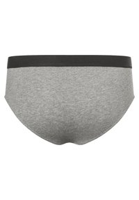 Slip grigio in cotone con elastico nero in vita, caratterizzati da una texture liscia e una silhouette classica a slip.