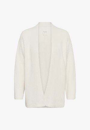Open-front cardigan in textured white knit. Features wide sleeves and ribbed detailing. Soft fabric with a relaxed silhouette.