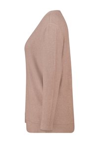 Lange mouwen trui in lichtbeige, van zacht textiel, met een relaxte pasvorm, een ronde halslijn en een iets langere achterkant.