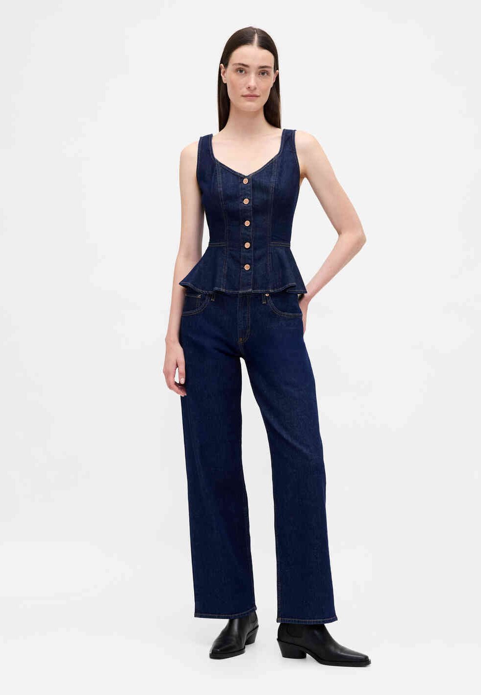 GAP PEPLUM TANK HAYWORTH - Top - dark rinse/dark blue - Zalando.co.uk