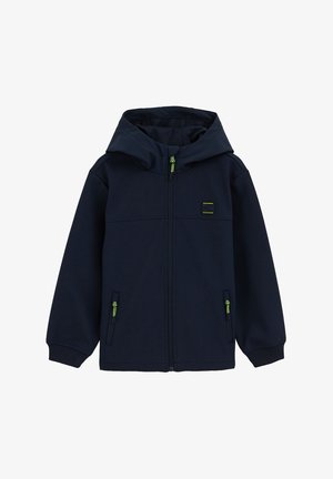 Tumši zila kapuce ar priekšējo rāvējslēdzēju, divas kabatas ar rāvējslēdzējiem un neona zaļām auklām, kā arī neliels kvadrātveida ielāps uz krūškurvja.