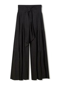 Bershka TEXTURED WIDE-LEG - Housut - black