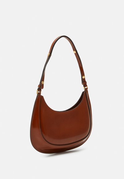 Tory Burch ROBINSON SPAZZOLATO CONVERTIBLE CRESCENT BAG - Torbica - dark sienna
