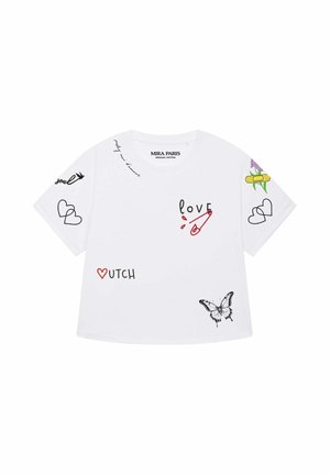 Mira Paris, TATTOO SWEET OVERSIZED ROLL UP TEE 26 - T-shirt con stampa - white