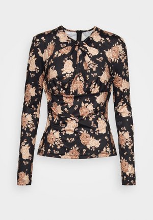 ROKH GATHERED DETAIL - Topper langermet - black