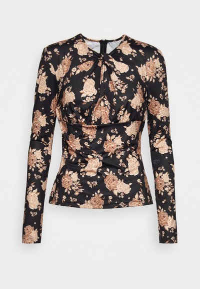 ROKH GATHERED DETAIL - Maglietta a manica lunga - black