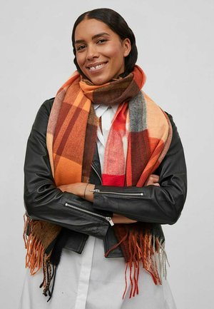 KARIERTER FRANSEN - Scarf - fired brick