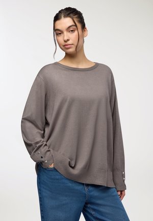 CON BOTTONI NEI POLSINI - Maglione - grigio scuro melange