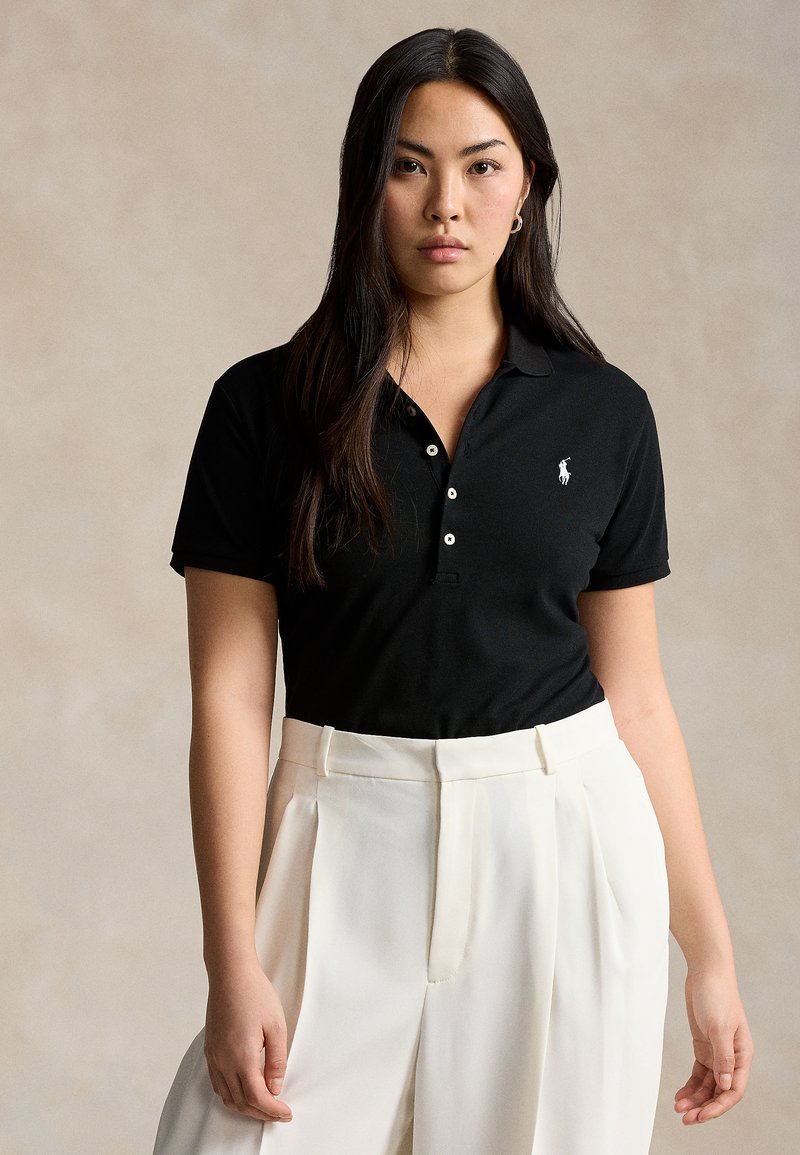 Polo Ralph Lauren SLIM FIT STRETCH POLO SHIRT - Polokošeľa - black/white