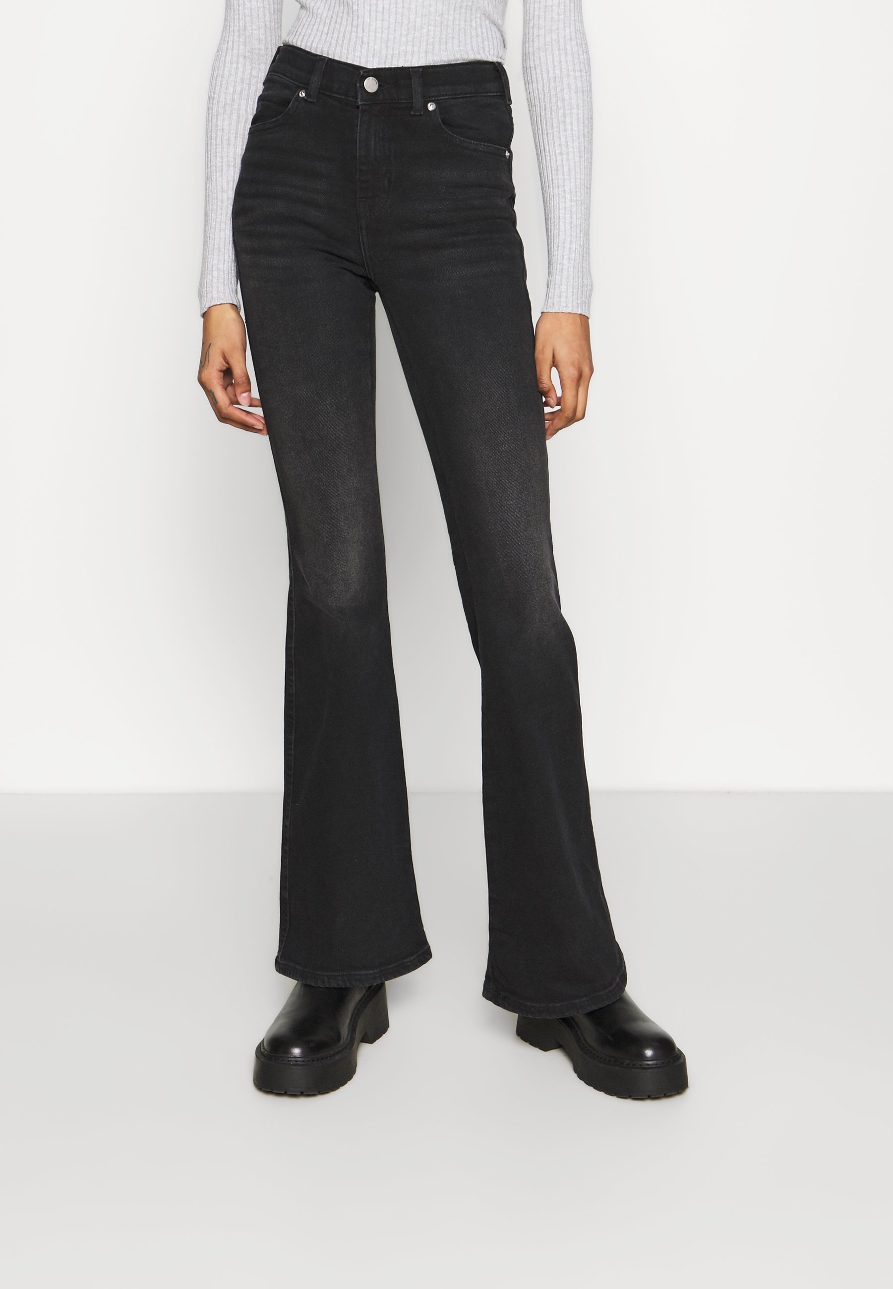 Dr.Denim MACY - Flared Jeans - black mist/Zwart denim/blackdenim -  Zalando.nl