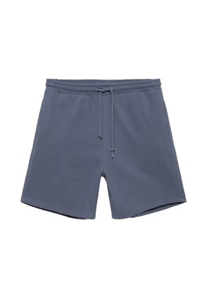 Blå afslappede shorts med elastisk talje og justerbar snøre, lavet af blødt stof, designet til komfort og daglig brug.