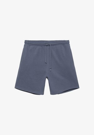 Blå afslappede shorts med elastisk talje og justerbar snøre, lavet af blødt stof, designet til komfort og daglig brug.