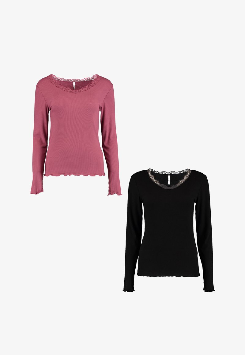 Hailys 2-ER SET - Langarmshirt - schwarz pink