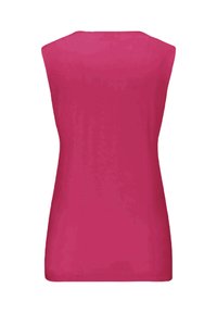 Top senza maniche fucsia con scollatura rotonda, morbida al tatto e con una finitura liscia. Nessun motivo visibile o dettagli in metallo.