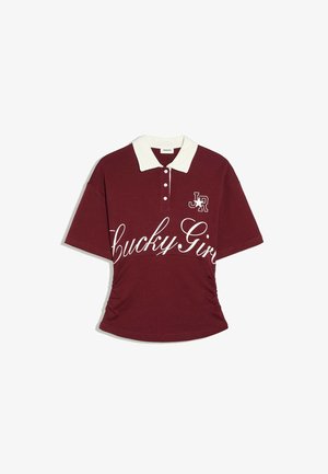 Bershka, PRINTED WAIST-DETAIL SHORT SLEEVE - POLO SHIRT - Polo - bordeaux