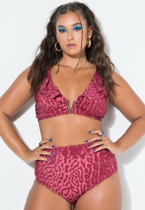 Studio Untold BIKINI-SLIP, HIGHWAIST, COLOR LEO, SHAPING - Bikini-Hose - claret