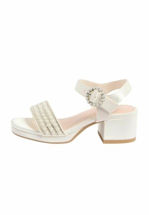 WIDE FIT - LOW BLOCK HEEL PLATFORM OCCASION FLOWER  - Plateausandalette - white