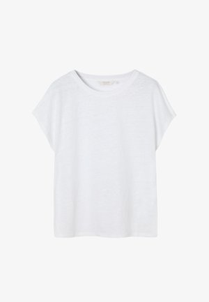 Biele dámske tričko s krátkym rukávom, voľného strihu, s okrúhlym výstrihom, jednofarebné, s jemnou textúrou látky.