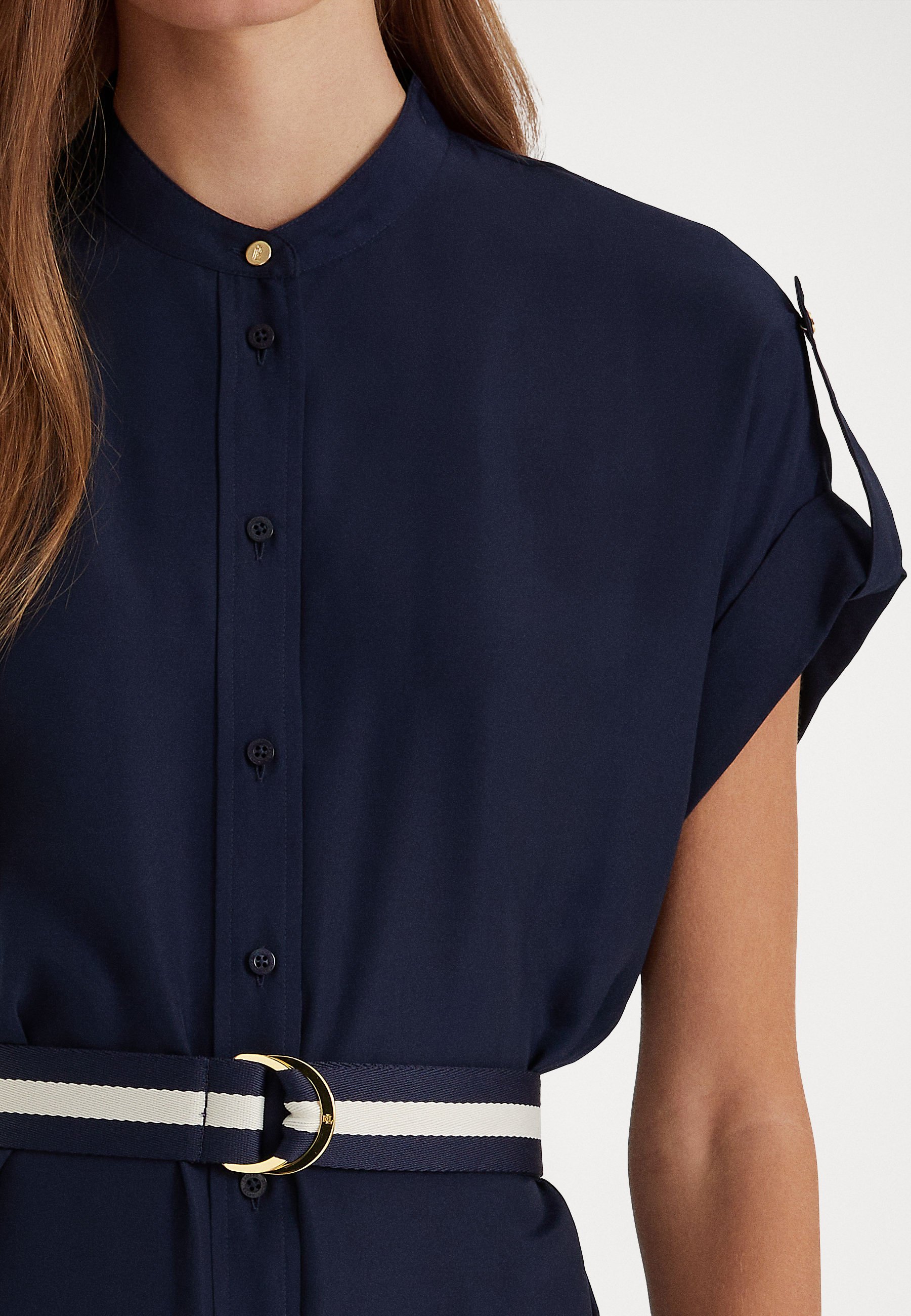 navy short sleeve shirt dress
