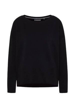 Black long-sleeve crew neck sweatshirt with a straight hem and visible ELBSAND brand label inside the collar.