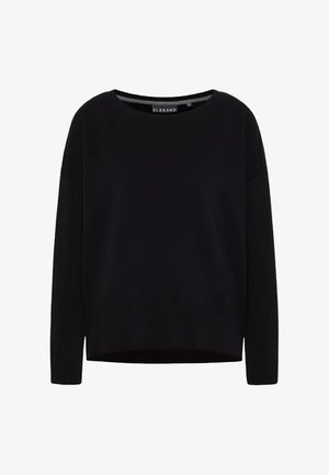 Black long-sleeve crew neck sweatshirt with a straight hem and visible ELBSAND brand label inside the collar.