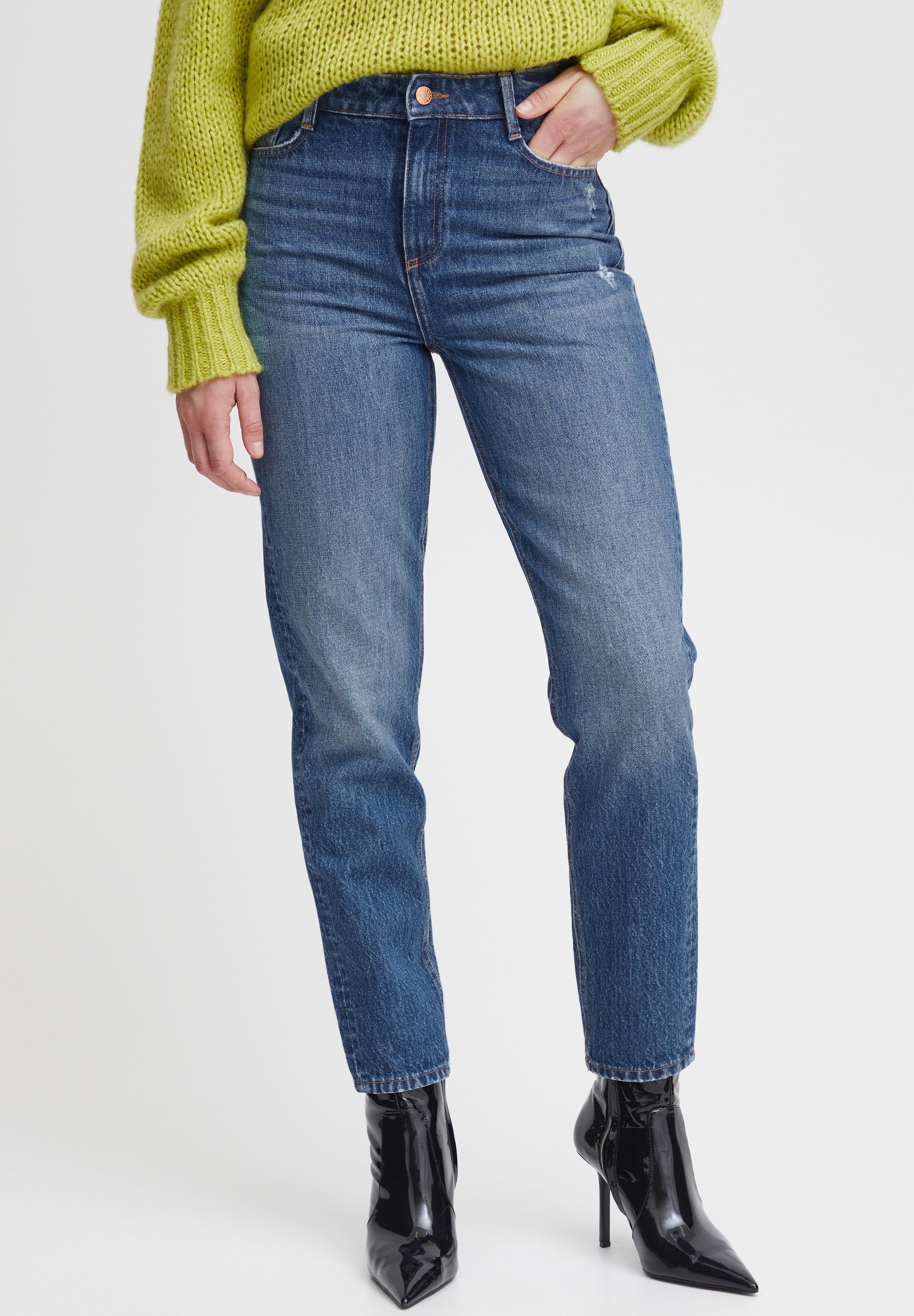 b.young BYMOM KALO - Slim fit jeans - mid blue denim/blue denim  