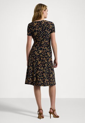 FLORAL STRETCH JERSEY SURPLICE DRESS - Jerseykjole - navy multi